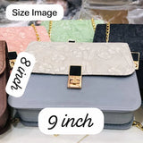 Elegant Embossed Floral Chain Shoulder Bag