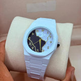 Men's Carbon Fiber White Marble Arabic Aura Watch