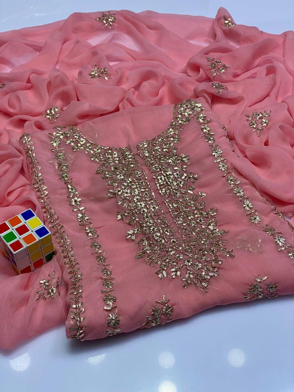 2 pcs women's unstitched suit hand work