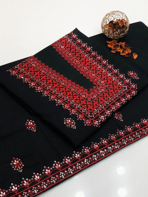 2 pcs women's unstitched Embroidered suit