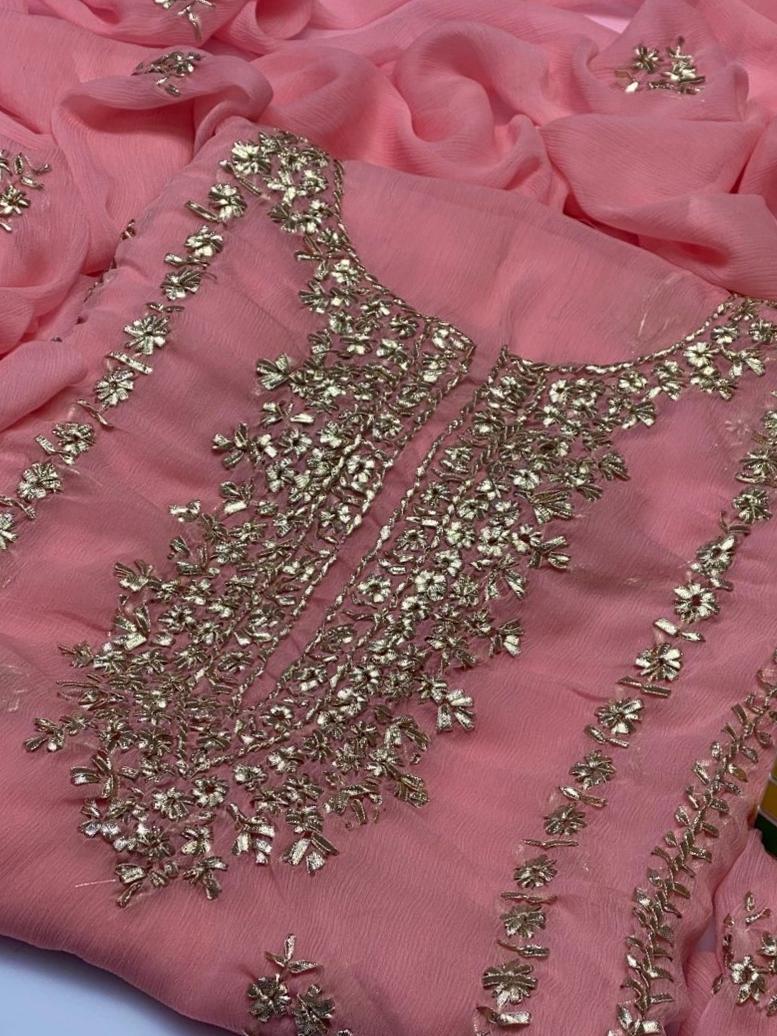 2 pcs women's unstitched suit hand work