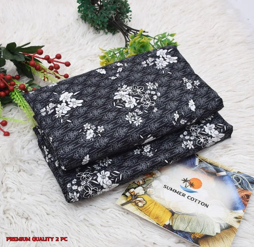 2 pcs women's unstitched print suit